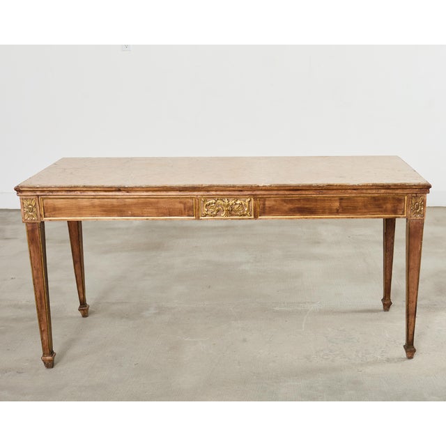 Grand French Neoclassical Marble Top Library or Console Table For Sale - Image 17 of 18