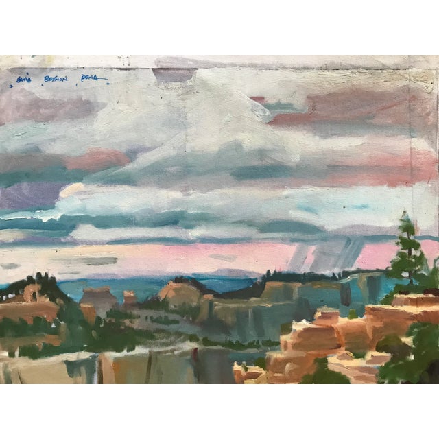 Realism Red Rock Formations on a Blue Sky Day Original Oil Painting For Sale - Image 3 of 5