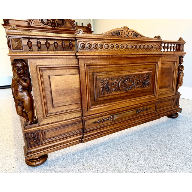 Mid 19th Century 19th Century Carved French Walnut Bed Frame For Sale - Image 5 of 12