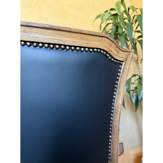 Traditional Hekman Black Leather Executive Brown Desk Chair For Sale - Image 3 of 8