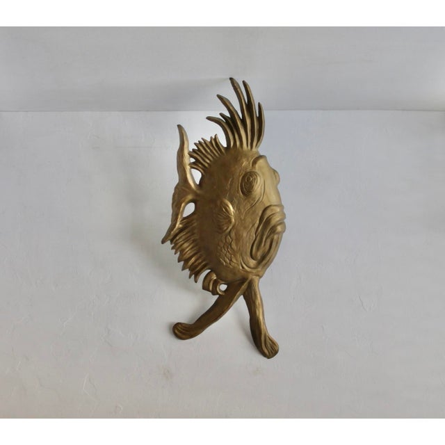 S. Lascoux Brass Finish Large Fish Wall Sculpture Mid-Century Vintage For Sale - Image 13 of 15