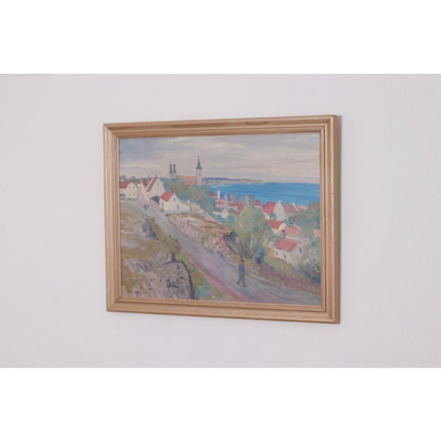 E. R. Olsson, Village Scene II, 1950s, Oil on Panel, Framed For Sale - Image 5 of 18