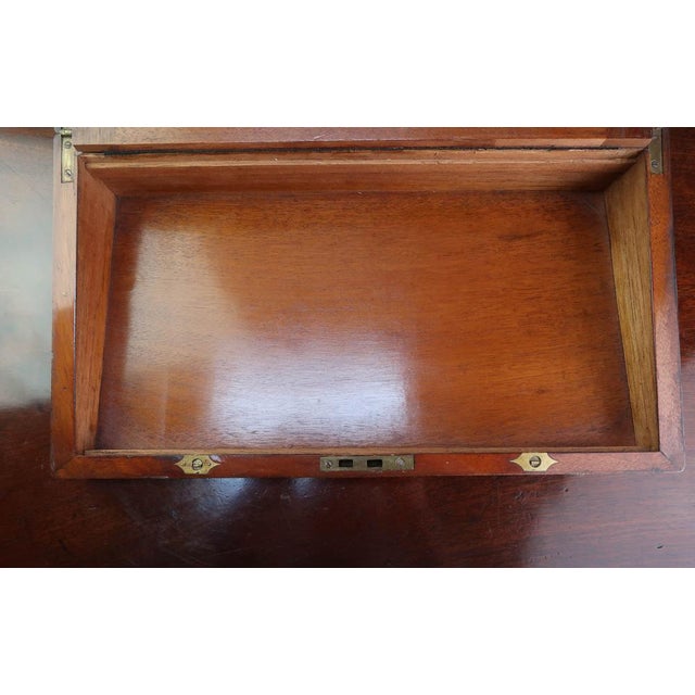 Large Antique Campaign Brass Mounted Writing Box, 1850 For Sale - Image 13 of 14