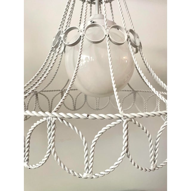 Mid 20th Century Mid Century Modern White Twisted Metal Pendant Light For Sale - Image 9 of 13