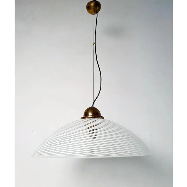 Large Murano Swirl Pendant in White, 1970s For Sale - Image 10 of 12