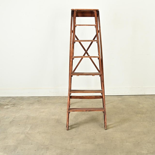 Wood French 20th Century Oak Library Stairs For Sale - Image 7 of 12