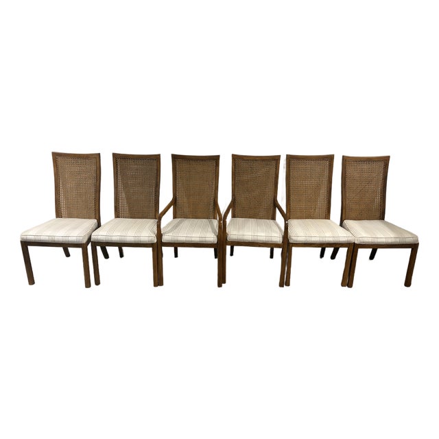 1970s MCM Drexel Heritage Cane Back Dining Chairs (6) For Sale