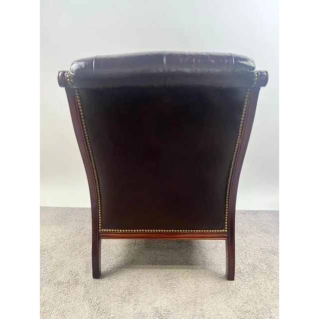 Chesterfield English Style Tufted Leather Library Chair & Ottoman by Hickory For Sale - Image 12 of 18