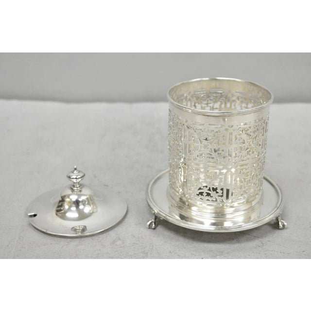 Antique Mappin & Webb Victorian Silver Plated Reticulated Covered Jelly Jar For Sale - Image 11 of 15