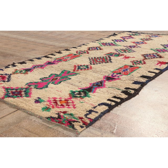 Beige Vintage Azilal Moroccan Rug, 03'06 X 07'09 For Sale - Image 8 of 10