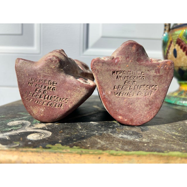 Mid 20th Century Mid 20th Century Mexican Tribal Pottery Small Head Vases- a Pair For Sale - Image 5 of 7