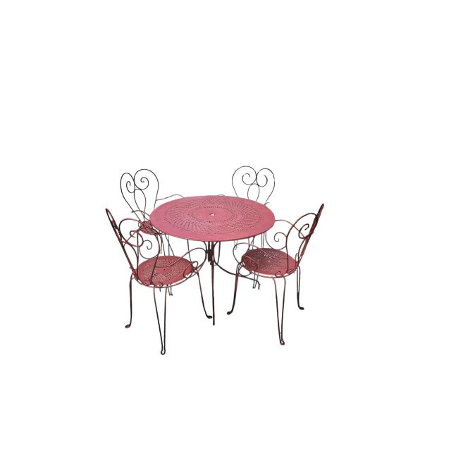 Wrought Iron Garden Table and Chairs, 1940s, Set of 5 For Sale - Image 13 of 13