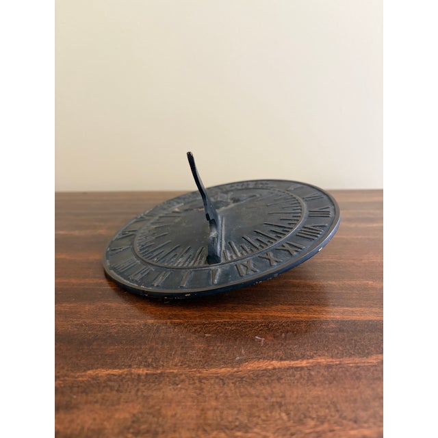 Late 20th Century Vintage English Country Iron Garden Sundial "Grow Old Along With Me" For Sale - Image 5 of 8