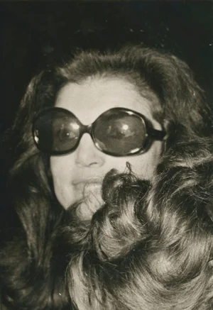 Jackie Kennedy with Sunglasses, 1970s, Black and White Photograph