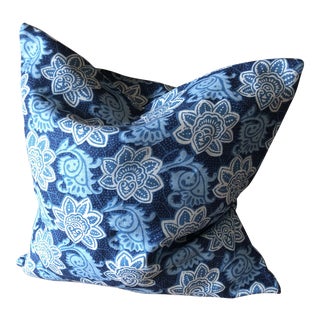 Tyler Hall Linen Blue & White Pillow For Sale