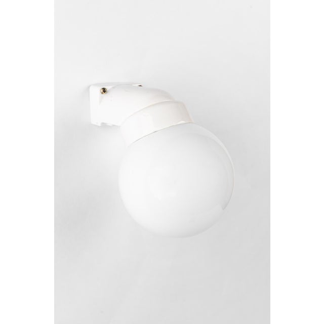 Bauhaus Porcelain Wall Lamp with Opal Glass Shade, Germany, Austria, 1920s For Sale - Image 3 of 15