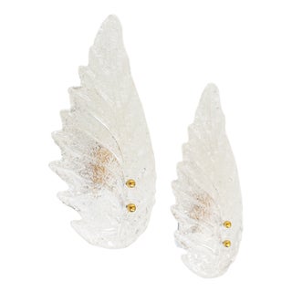 Italian Foglio Wall Lamps in Murano Glass, 1970s, Set of 2 For Sale
