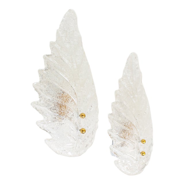 Italian Foglio Wall Lamps in Murano Glass, 1970s, Set of 2 For Sale