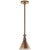 Chapman & Myers for Visual Comfort Signature Boston Pendant in Hand-Rubbed Antique Brass with Mini Slant Shade For Sale