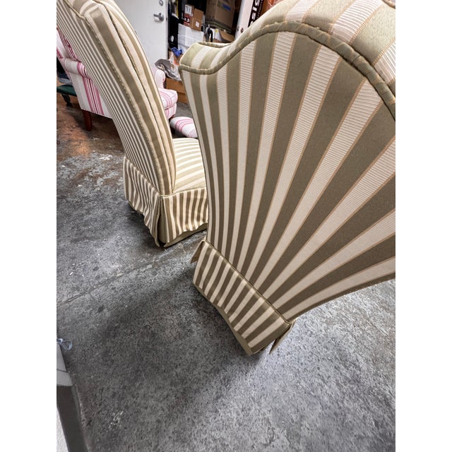 Ethan Allen Striped Upholstered Skirted Dining Chairs, Pair For Sale - Image 11 of 12