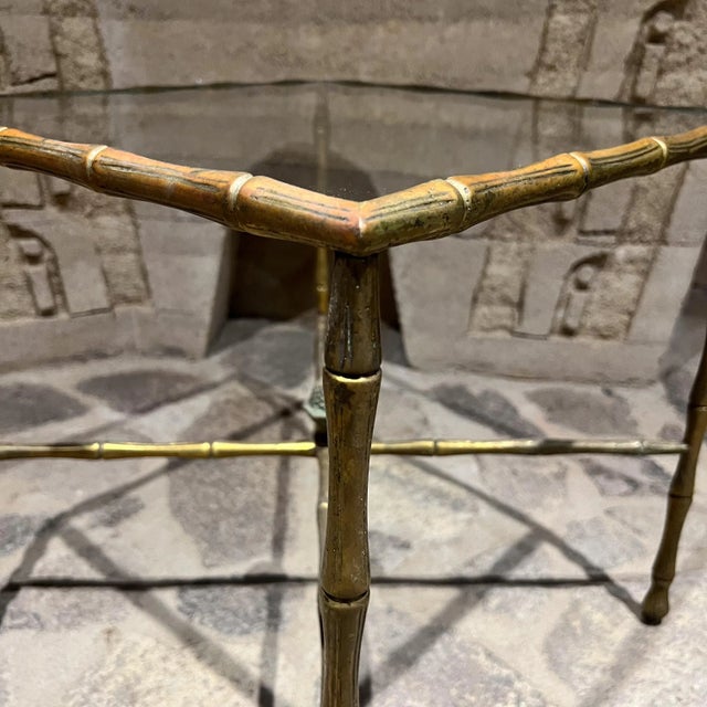 1950s 1950s Faux Bamboo Brass Square Side Table Arturo Pani For Sale - Image 5 of 9