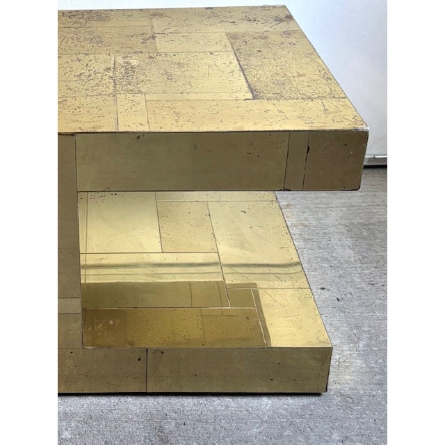 Paul Evans Mid Century Paul Evans for Directional Cityscape Brass Side Table For Sale - Image 4 of 12