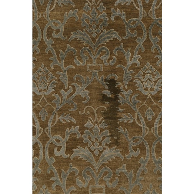 2010s Rug & Kilim’s European Style Contemporary Rug in Beige-Brown With Blue Floral Patterns For Sale - Image 5 of 6
