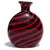 Beautiful vintage Murano hand blown black and ruby red swirl Italian art glass flower vase. The piece documented to...
