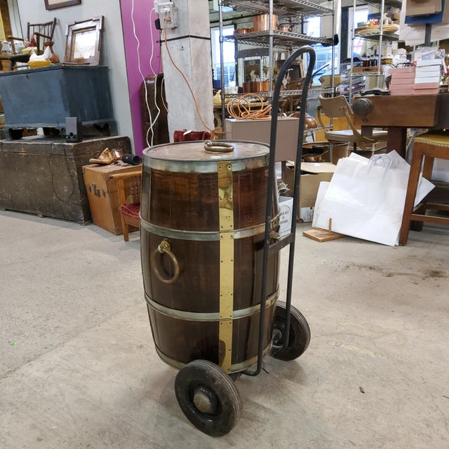 Vintage Santiq Oak Barrel Cooler on Cart Chairish
