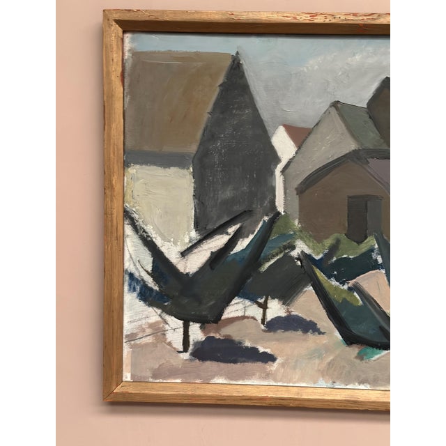 Mid-Century Modern Viggo Djurberg, Village, 1950s, Oil on Canvas, Framed For Sale - Image 3 of 18