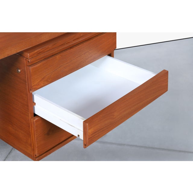 Wood Mid-Century Modern German Teak and Chrome Executive Desk For Sale - Image 7 of 15