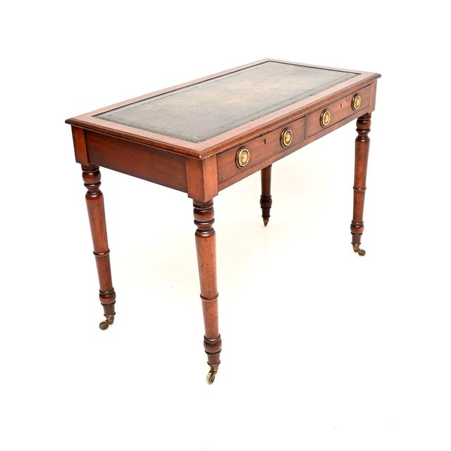 Antique Georgian Leather Top Writing Table, 1820s For Sale - Image 3 of 12