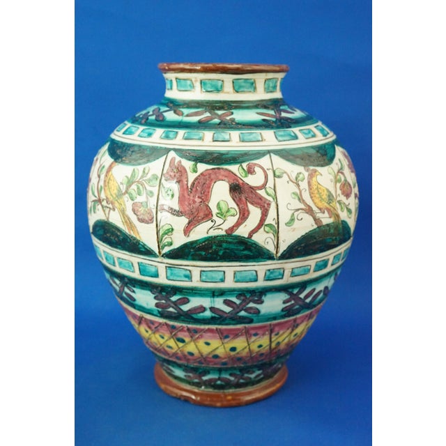 20th Century Large Scratched Majolicated Ceramic Vase with Animals from the Faci Factory, Civita Castellana, Italy, 1920s For Sale - Image 4 of 18