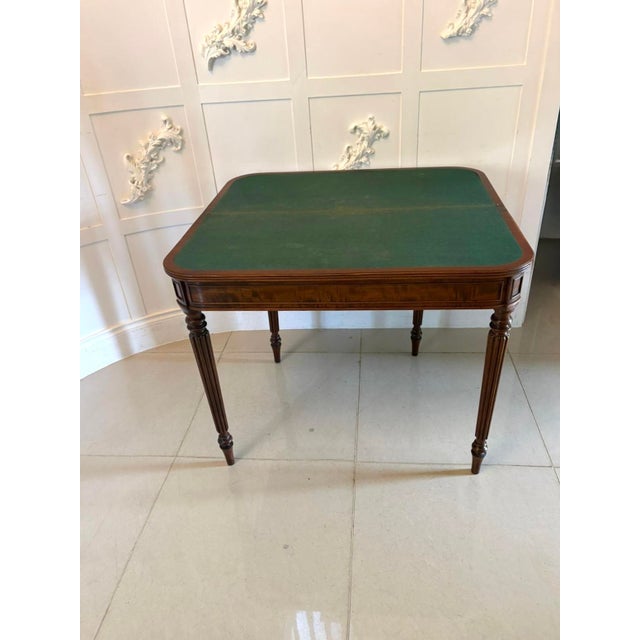 George III Mahogany Reeded Legs Fold Over Top Hall Card Console Table by Gillows, 1780 For Sale - Image 4 of 13