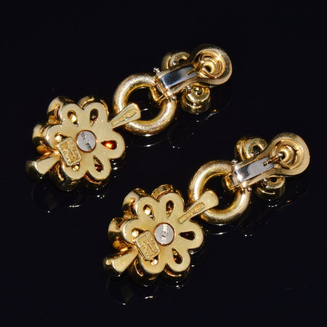 Authentic Vintage Piero Milano 5.40Cts Natural Spessartite Garnet Green Tourmaline Diamond Solid 18k Gold Earrings, Pair For Sale - Image 10 of 16