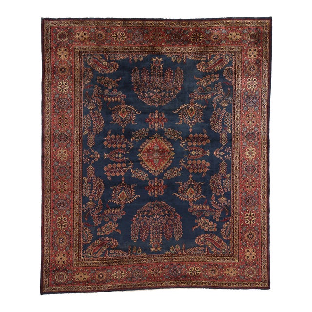 Vintage Indian Sarouk Rug - 07'10 X 09'03 For Sale