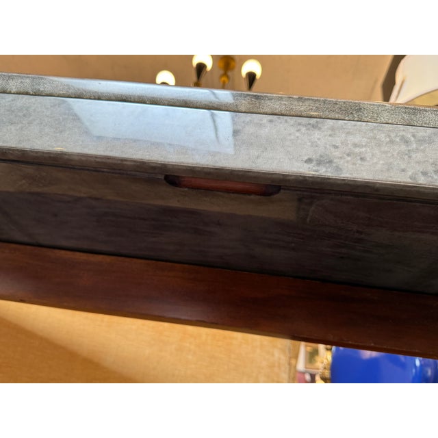 Luxurious Desk With Granite Laminate + Walnut Legs For Sale - Image 11 of 12