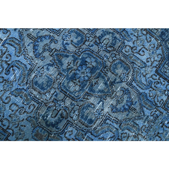 1970s 1970s Vintage Persian Handmade Wool Cotton Blue Area Rug For Sale - Image 5 of 11