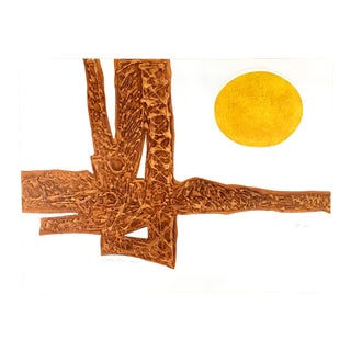 1981 “Moon Figure Xxvii” Abstract Celestial Relief Intaglio Print For Sale