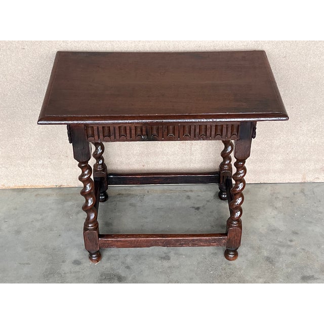 Late 19th Spanish Nightstand or Bedside With Carved Drawer For Sale In Miami - Image 6 of 9