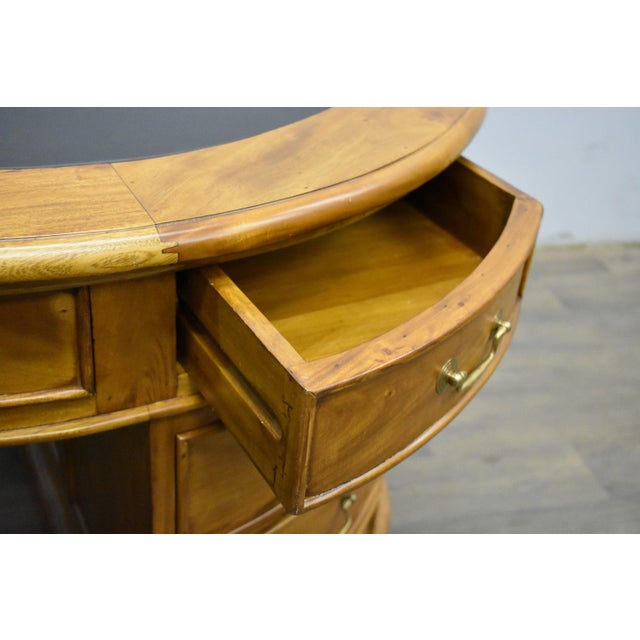 Wood Legacy Mahogany Wood Leather Top Kidney Desk - Light Brown Walnut For Sale - Image 7 of 10