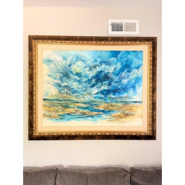 A beautifully executed large-scale coastal landscape watercolor attributed to James Duffy, signed and noted as an artist’s...