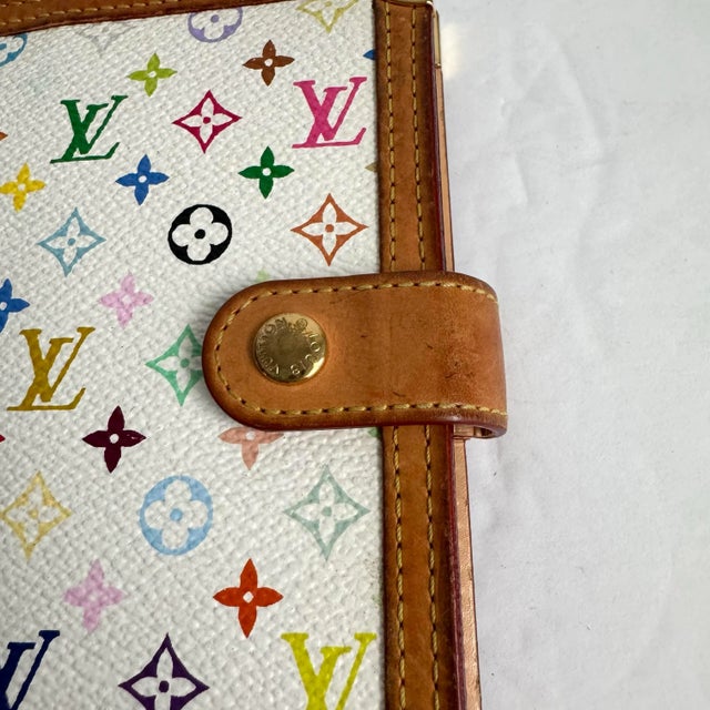 White Louis Vuitton Takashi Murakami Multicolor Agenda Pm Blanc White Mini Planner Y2k Original Vintage For Sale - Image 8 of 11