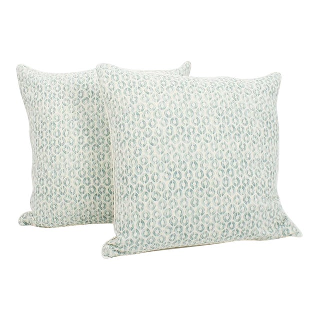 Seafoam Linen Ogee Blocked Pillows A Pair Chairish