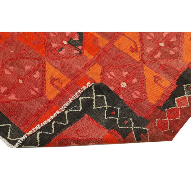 Mid 20th Century Mid 20th Century Decorative Vintage Kars Kilim Rug For Sale - Image 5 of 7