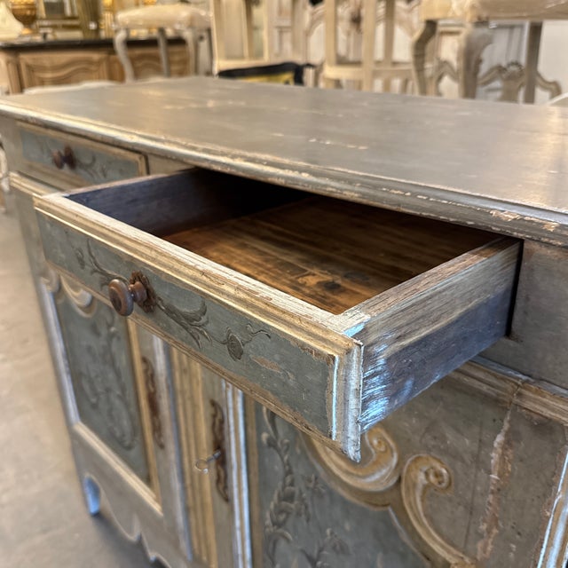 Gray Early 19th. C. French Louis XV Painted Buffet For Sale - Image 8 of 11