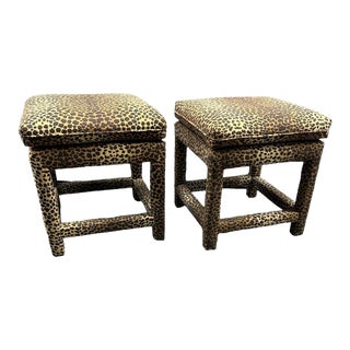 Pair Leopard Parson Stools For Sale