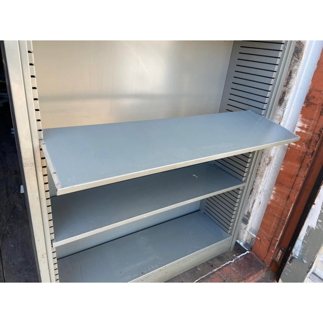 Gray 1970s Vintage Mid Century Modern Metal Bookshelf For Sale - Image 8 of 13