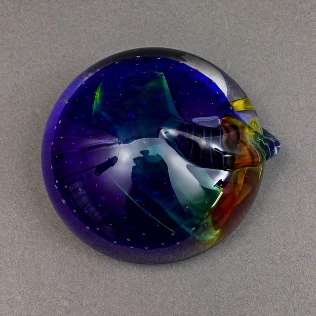 Glass Seguso Viro SIgned Murano Italy Multi Color Art Glass Paperweight Sculpture For Sale - Image 7 of 9