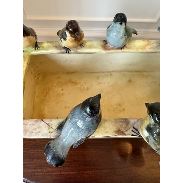 Antique Jerome Massier French Ceramic Planter Cachepot With 9 Bird Sculptures For Sale - Image 13 of 18